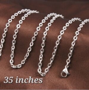 Stainless steel oval link cable chain necklace 35 inch NEW